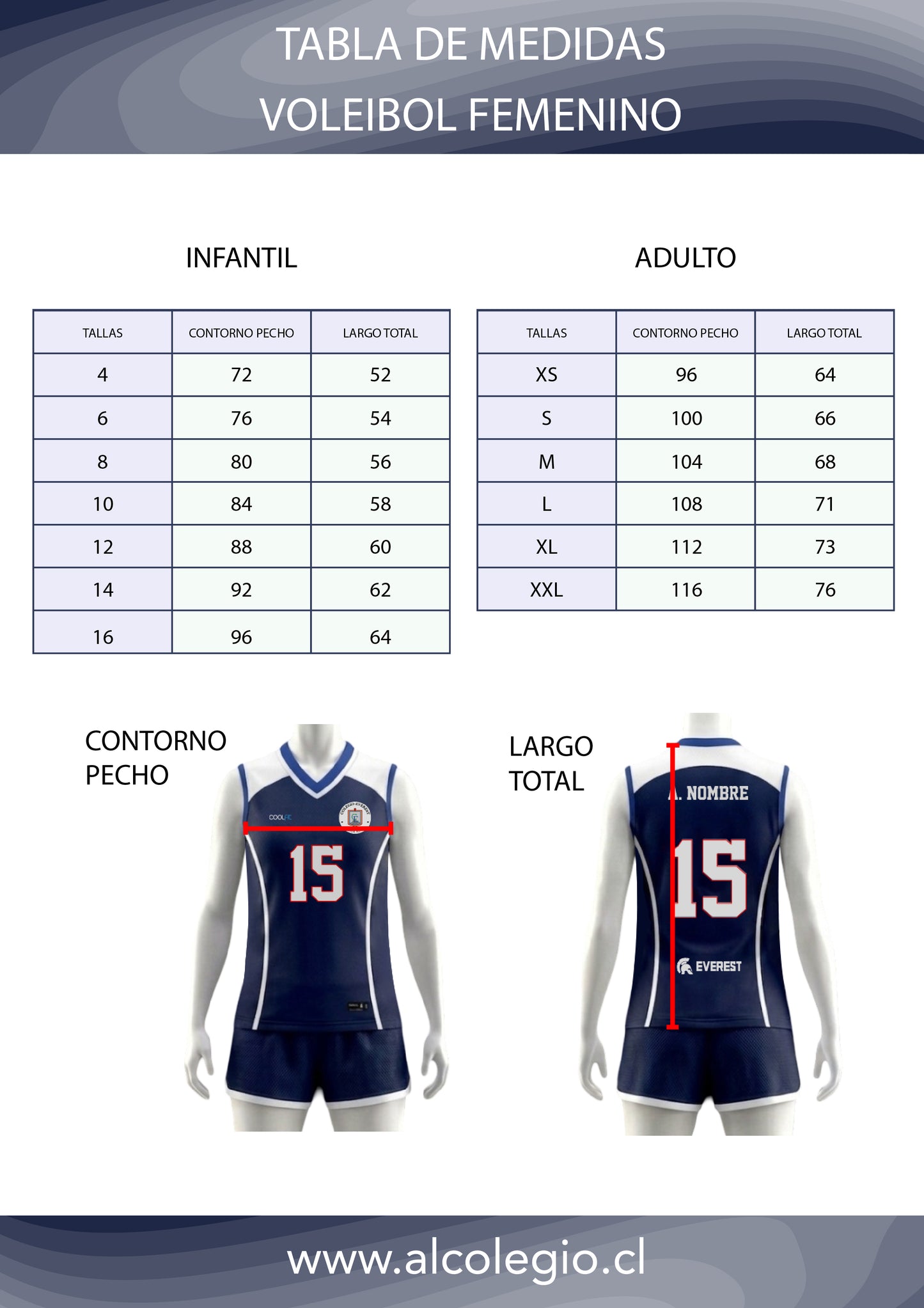 Polera Volleyball Mujer Oficial (Azul)