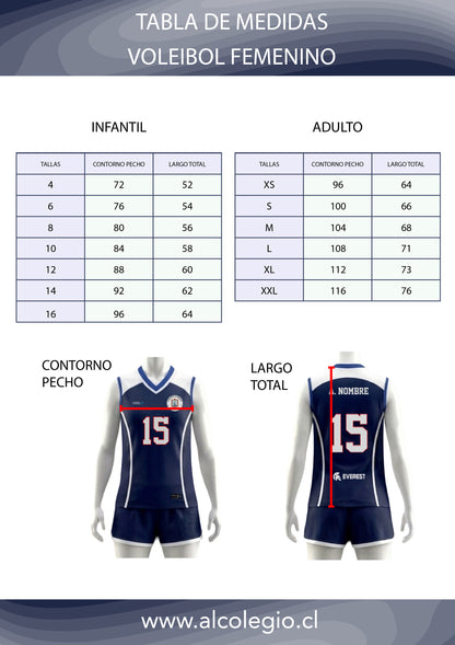 Polera Volleyball Mujer Oficial (Azul)